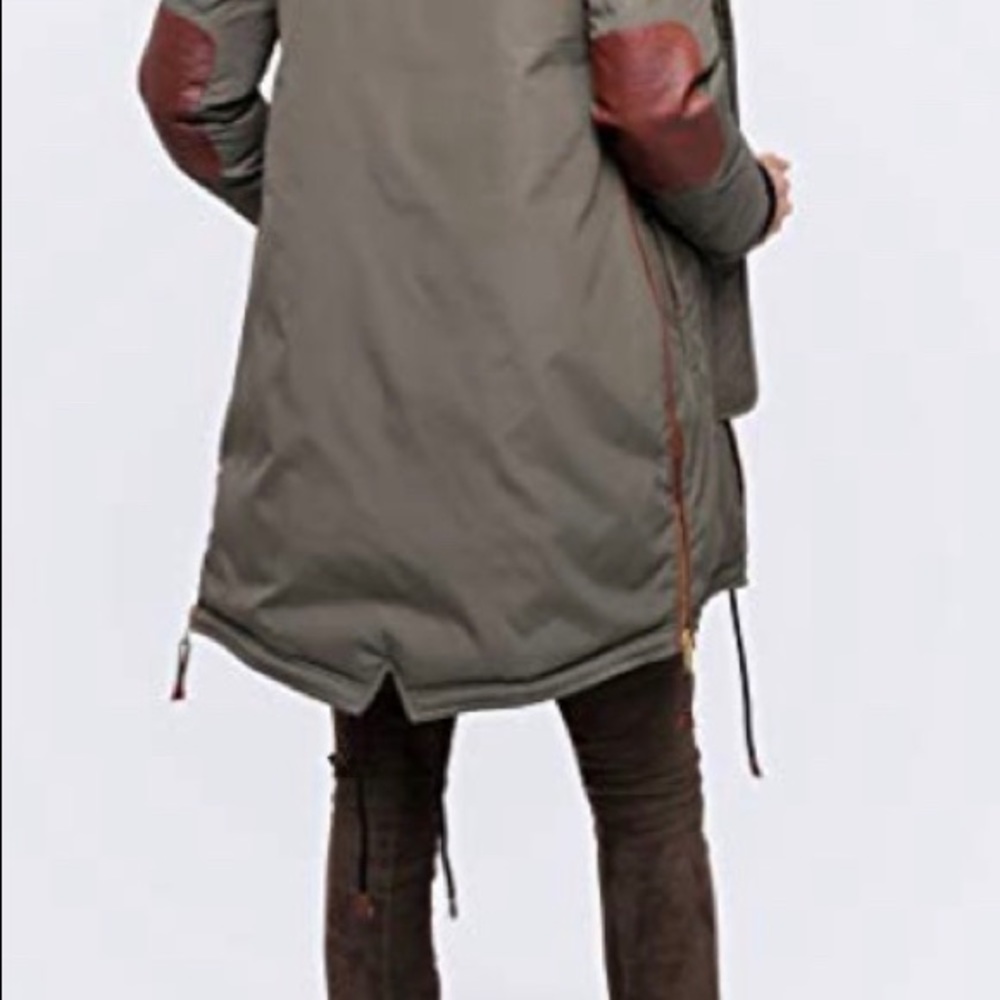 Exc Cond. Nicole Benisti Red Fur hood Olive Puffer luxury Coat szM (mid thigh) - Picture 3 of 8